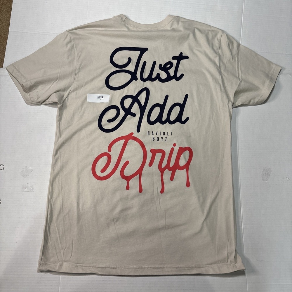 T-Ravz Just Add Drip T-Shirt Size Large NWT Beige Ravioli Boyz 314 - Picture 4 of 7